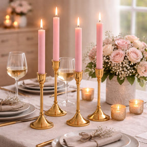 Arti casa Tafelkerzen – 4er-Set – rustikale Tafelkerze – Duftkerzen – aus Wachs – Länge 25,5 cm – Farbe Rosa – ideal für Kerzenständer