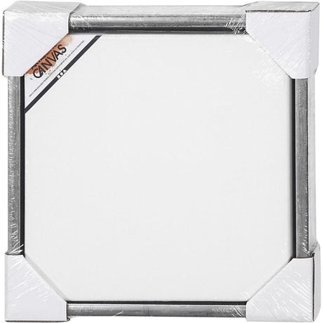 Creativ Company Leinwand mit Rahmen, Größe 20x20 cm, 360 gr, Antiksilber, weiß, 1 Stück