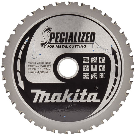 Makita Kreissägeblatt für Stahl | spezialisiert | ø 150mm Achsloch 20mm 32t - e-02939
