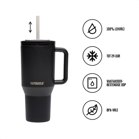 Kambukka Rio – Trinkbecher 950 ml – Night Rider-Wasserflasche mit Teleskop-Strohhalm – auslaufsicher – BPA-frei