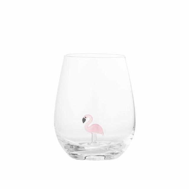 Bloomingville misa drinkglas met flamingo – mondgeblazen glas – 560 ml