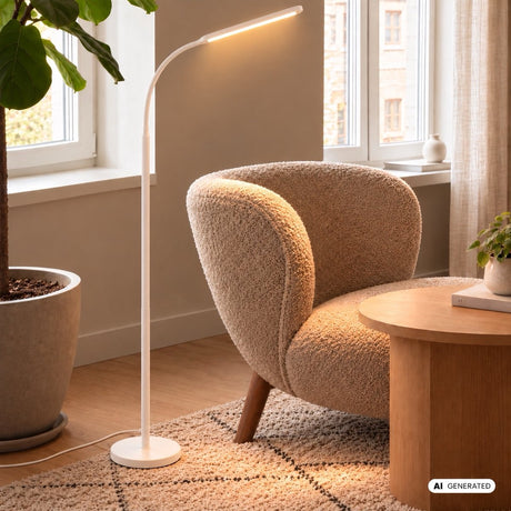 B.k.licht briloner mura – LED Stehleuchte – dimmbar – 6w – 600lm – Touch-Steuerung – schwenkbar – weiß – moderne Leseleuchte