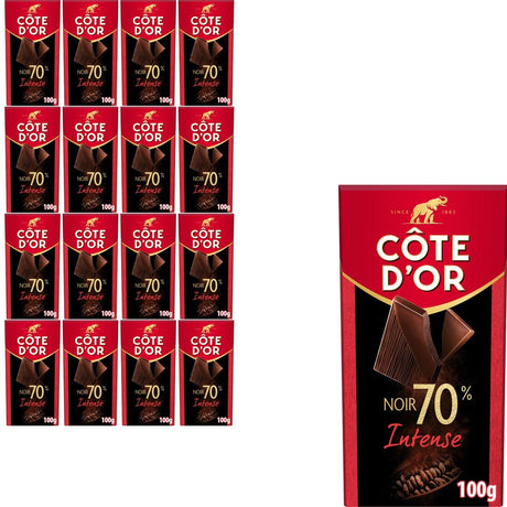 Côte d'or Schokoladenriegel pur intensiv 70% 16 x 100g - Schokoladentafeln - Geschenk Frauen oder Männer zum Geburtstag - Vorrat