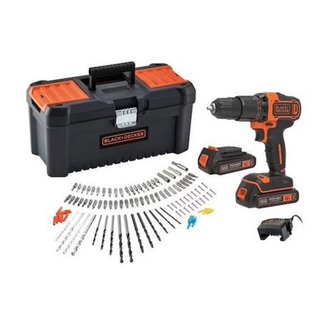 Black+decker 18v schroef- klopboormachine 2x 18v 1.5ah accu’s 100 accessoires in koffer - bcd700c2amb-qw