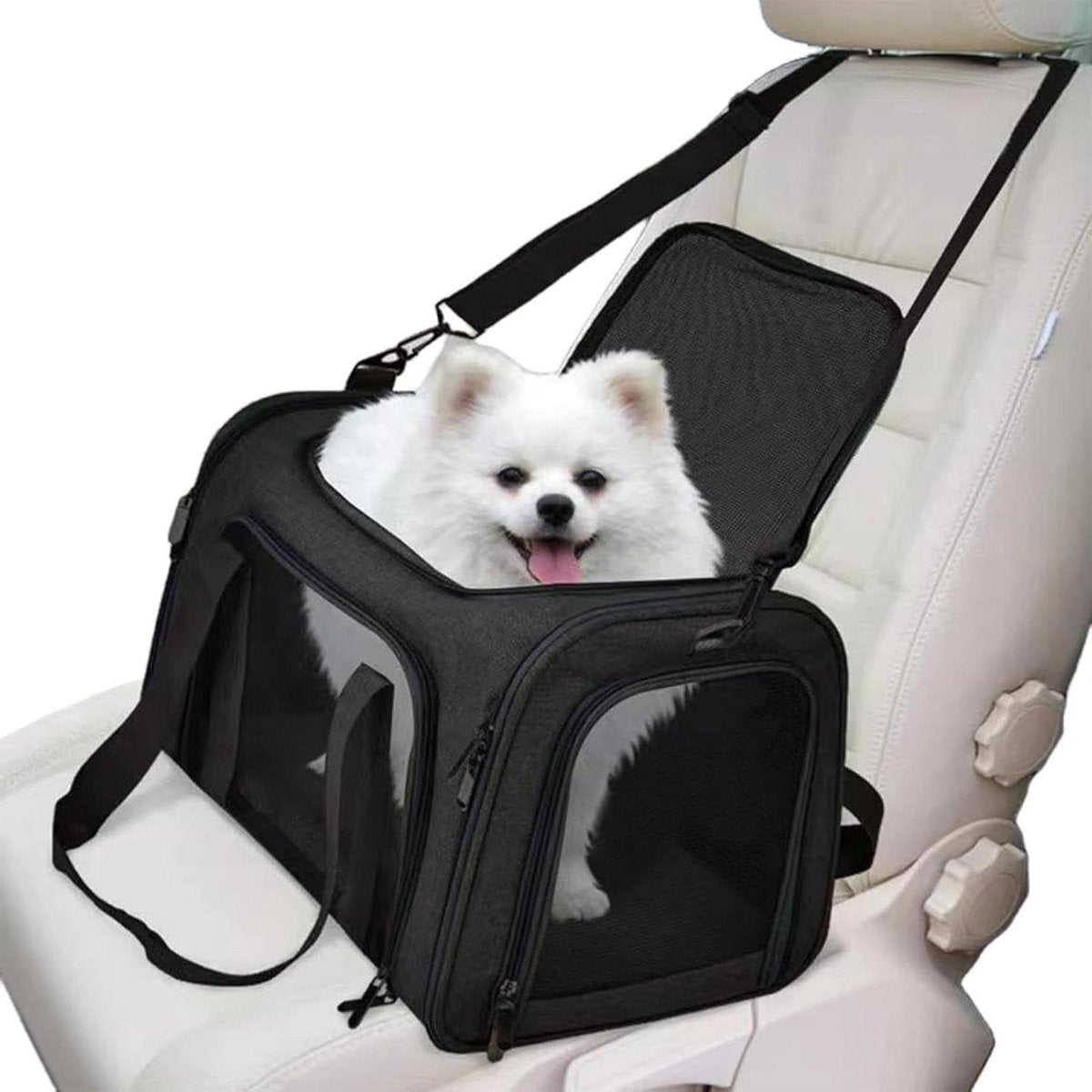 Merkloos sans marque huisdier transporttas - dieren draagzak - veilig reizen - opvouwbaar ontwerp - 45x37x8.8cm - zwart
