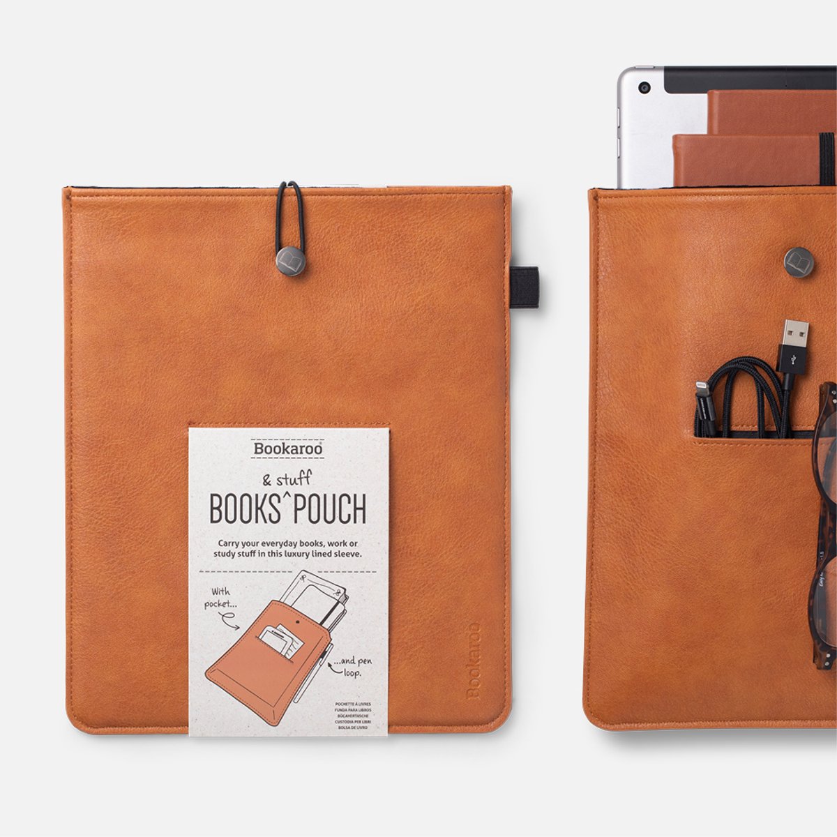Bookaroo books stuff pouch brown