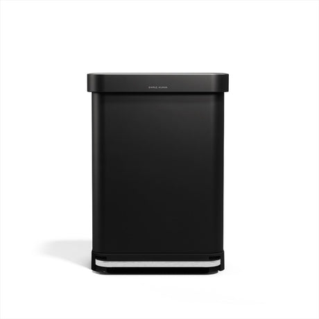 Simplehuman rechteckiger Treteimer – 55 l – mit Beutelhalter – mattschwarzer Edelstahl