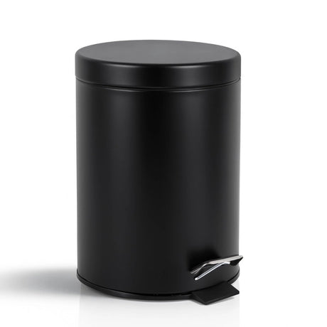 Hush. living hush living - prullenbak metaal - 5l- soft close deksel - pedaalemmer - uitneembare binnenemmer - compact - badkamer toilet - zwart