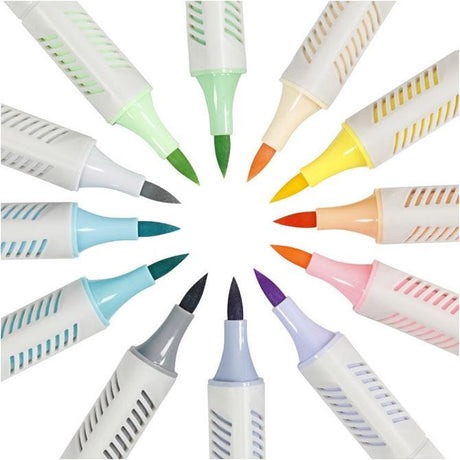 Creativ Company Handschriftmarker Pastellfarben, 12 Stk. doppelseitig