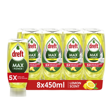 Dreft Maxpower Lemon Liquid Geschirrspülmittel – 8 x 450 ml