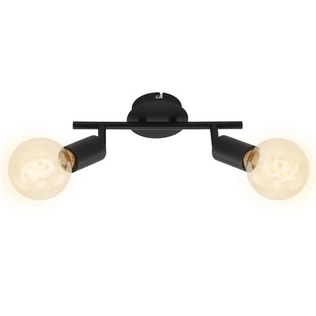 Briloner Perle - Deckenstrahler 2-flammig - Deckenlampe Retro Vintage - Strahlerköpfe dreh- und neigbar - 2x E27 - max. 60 W – Metall – Schwarz – mit Metallkante