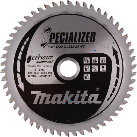 Makita-Zubehör e-16760 | Kapp- und Kreissägeblatt | Aluminium | effizient | 165x20mm | 54t - e-16760