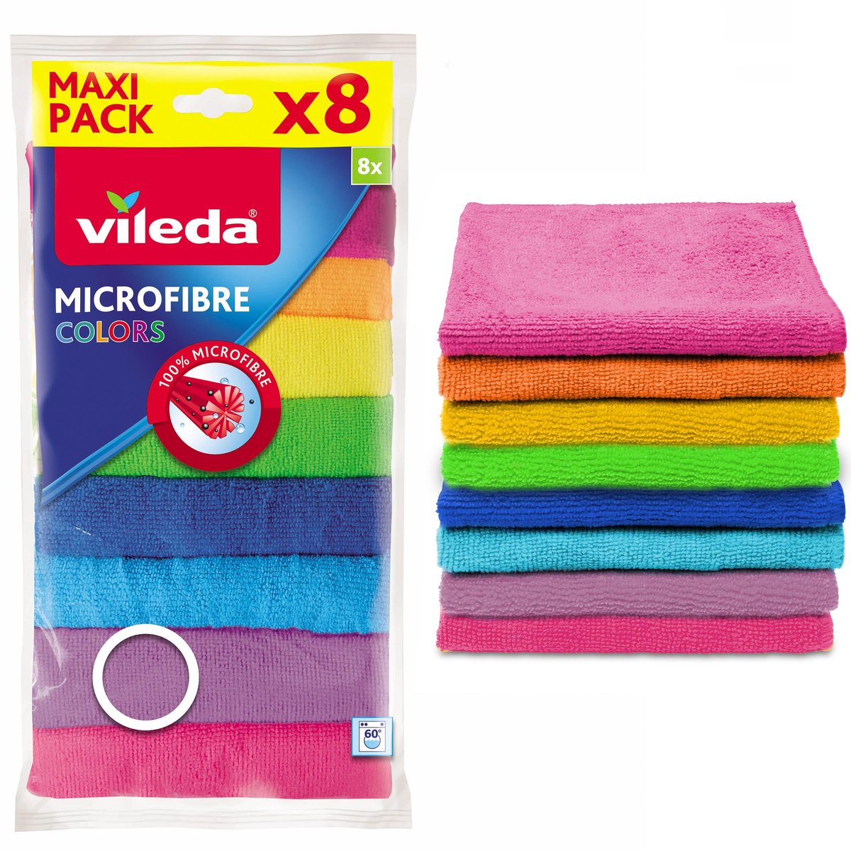 Vileda Mikrofibra-Serie – Mikrofasertuch – 8 Farben – super saugfähig – waschbar