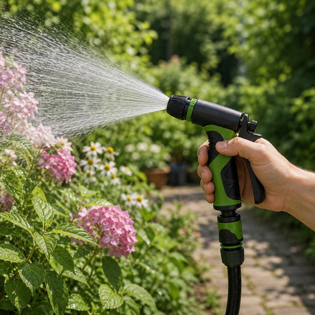 Kinzo verstelbare sproeipistool set 4-delig – adjustable spray gun set – van harde straal tot fijne nevel – inclusief 1 2” koppelingen adapter – voor tuinslang – ideaal voor tuin bewateren, schoonmaak en auto wassen – groen zwart