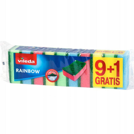 Vileda style serie - regenboog schuurspons - 10 stuks - ergonomische vorm