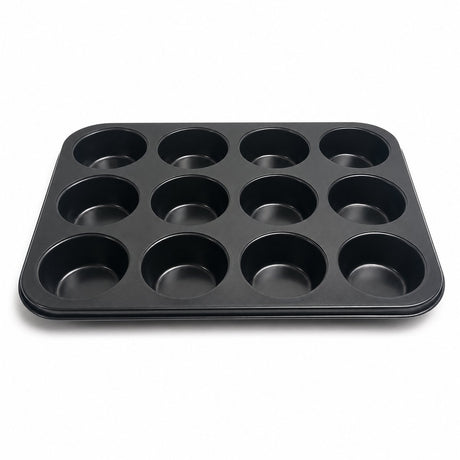 Sans Marque Kozie Muffinform ohne Markenzeichen für 12 Muffins – PFAS-frei – Antihaft-Backform – Cupcake-Form – Metall – Anthrazit
