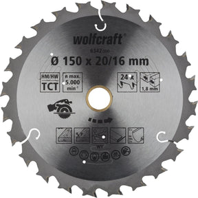 Wolfcraft - Kreissägeblatt 150 mm - 24 Zähne - 20 16 mm Bohrung - für Kreissäge - 6342000