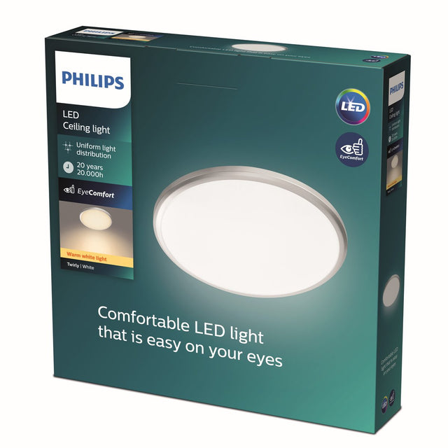 Philips twirly plafonnière - grijs - klein - warmwit licht - 12 w
