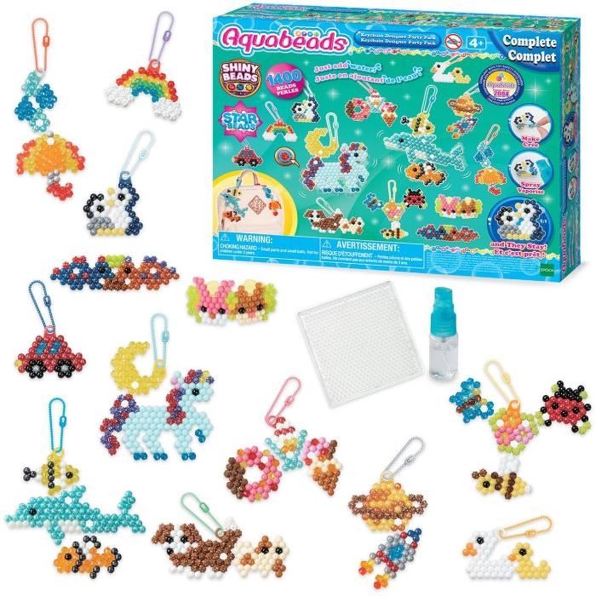 Aquabeads 35025 – mein Schlüsselanhänger und Anhänger Komplettset – Perlen, die am Wasser haften