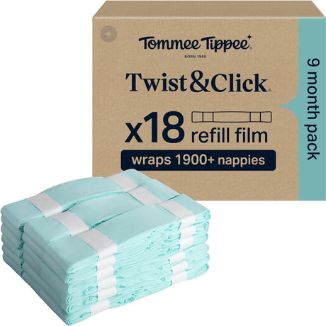 Tommee tippee twist click origineel gemakkelijk navulfolie voor luieremmer - verpakking met 18 stuks - 18 x 10,5 m