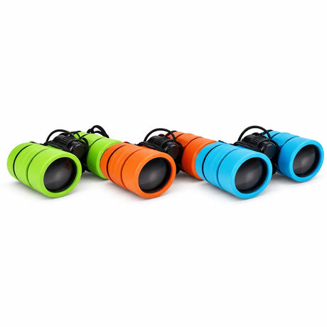 Eddy Toys Fernglas 3-Achsen-Fernglas für Kinder – Insektenbetrachter aus Gummi – kompakt und leicht – Größe 11,4 x 11 x 4,1 cm – Gewicht 140 Gramm – Farbe Orange, Blau oder Grün