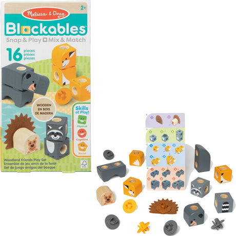 Melissa Doug Blockables Woodland Friends Spielset (16-teilig) | 2 Stk