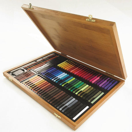 Conté à paris 50174 Bambus-Kunstset 84 Quadrate + Zubehör | Pastell-Zeichenset im Bambusetui