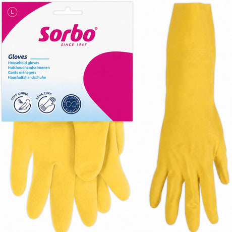 Sorbo Latex-Haushaltshandschuhe Strong L – Reinigungshandschuhe mit Anti-Rutsch und langer Stulpe