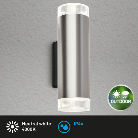 Briloner - LED-Außenlampe - Metall - Gartenbeleuchtung mit 2x GU10 - 4,7 Watt - warmweißes Licht - Edelstahl