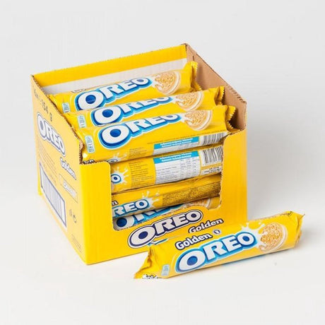 Goldene Oreo-Kekse mit Vanille-Creme-Füllung – Box 16 x 154 g – Kekse für unterwegs – Rollenpackungen