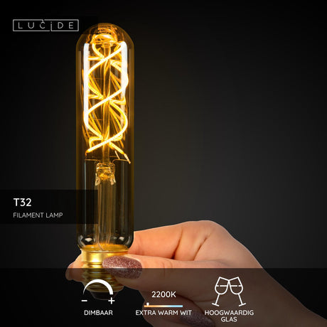 Lucide t32 - Glühlampe - ø 3 cm - LED dimmbar - E27 - 1x4,9W 2200K - Bernstein
