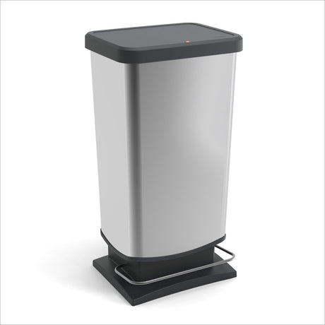 Rotho paso plus pedaalemmer - prullenbak - 40 ltr - bpa vrij - zilver
