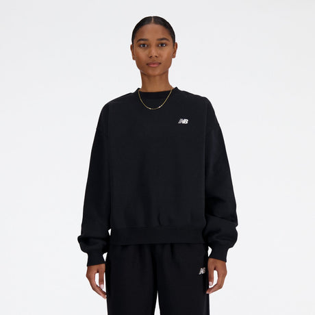 New balance sport essentials fleece crew dames trui - black
