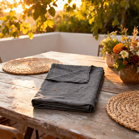 Arti Casa Tischdecke – dunkelgraue einfarbige Tischdecke – Größe 150 x 240 cm – Material Baumwolle und Polyester – maschinenwaschbar bei 30 °C – rechteckiges Modell – geeignet für große Tische