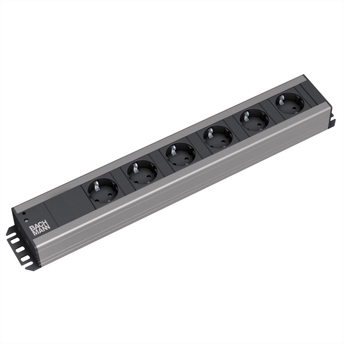 Bachmann Steckdosenleiste 6-fach Schutzkontakt, 19-Zoll-Rack-kompatibel, 2 m