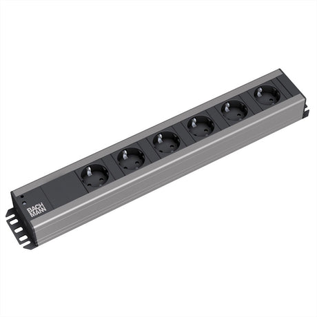 Bachmann Steckdosenleiste 6-fach Schutzkontakt, 19-Zoll-Rack-kompatibel, 2 m