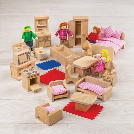 Bigjigs Puppenhaus – Möbel und Puppen – 26-tlg