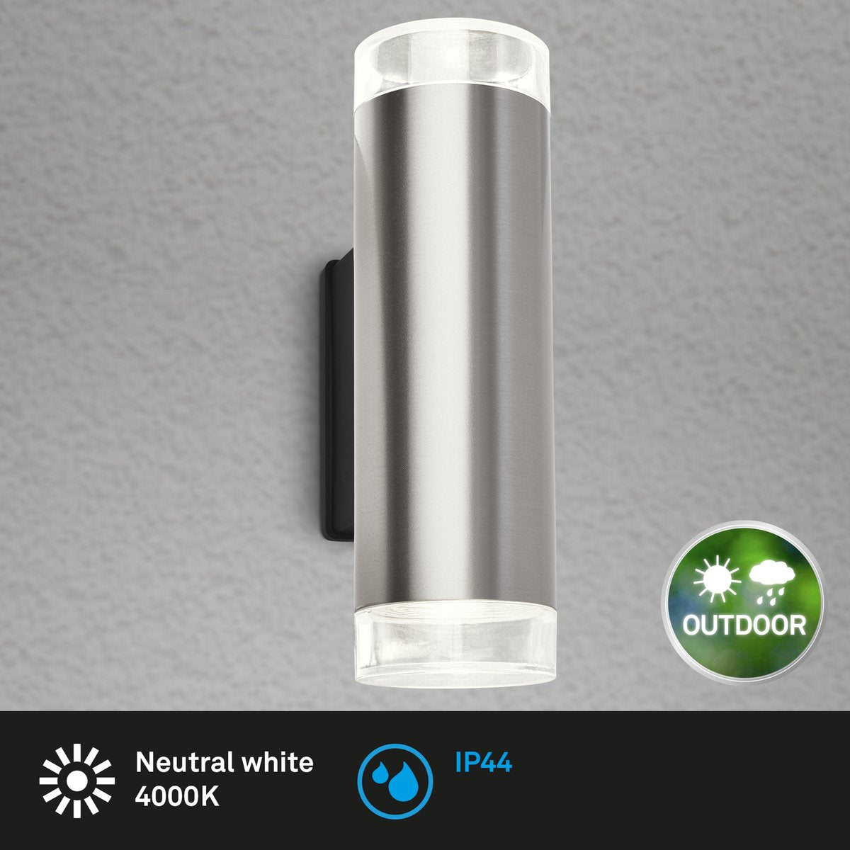Briloner Leuchten LED-Außenleuchte Metall 2x Gu10 4,7W IP44 400lm 4000K Edelstahl