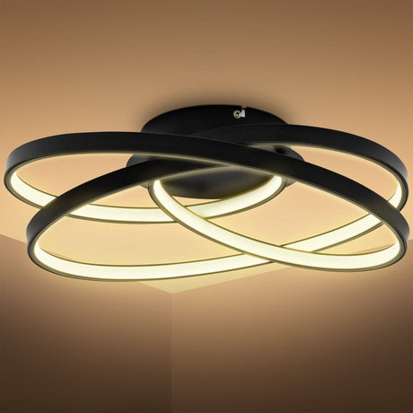B.K. Licht - LED-Deckenleuchte - Ring-Deckenleuchte - Schwarz - L: 39cm - warmweißes Licht 3.000 K - 35W