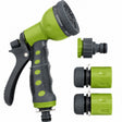 Kinzo Gartenschlauch-Spritzpistole – Gartenschlauch-Kupplung 1 2 Zoll – Spritzpistole mit verstellbarem Wasserstrahl – Sprühkopf mit 7 Funktionen – 4-teilig