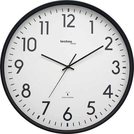 Technoline wt 8998 – Wanduhr – analog – rund – Kunststoffrahmen – funkgesteuerte Zeitanzeige – Zahlen – Schwarz – Weiß – ∅ 50,5 cm