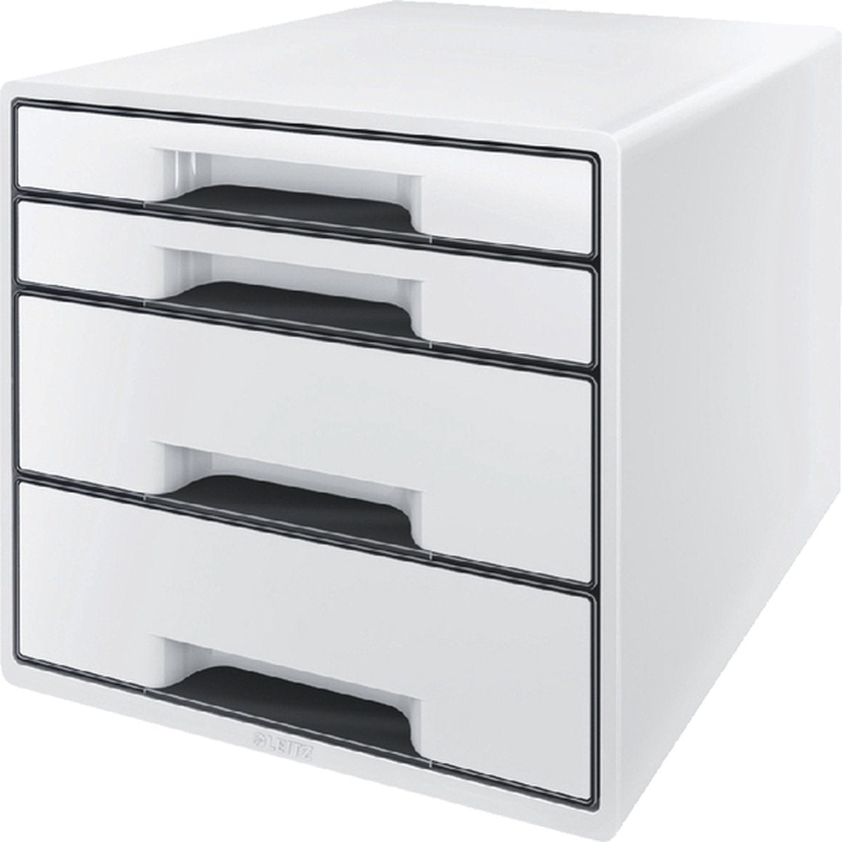 Leitz Wow Cube Schubladenelement mit 4 Schubladen – Aufbewahrung mit Fächern – für Büro und Heimarbeit – ideal für das Heimbüro – Weißgrau