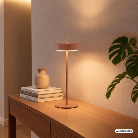 Briloner Pala – Tischlampe wiederaufladbar – dimmbar – kabellos – IP44 – warmweißes Licht – Kaffeefarbe – ø13 x 36,5 cm