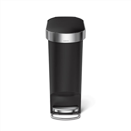 Simplehuman schlanker Treteimer aus Kunststoff – 40 Liter – mit Taschenrand – schwarzer Kunststoff