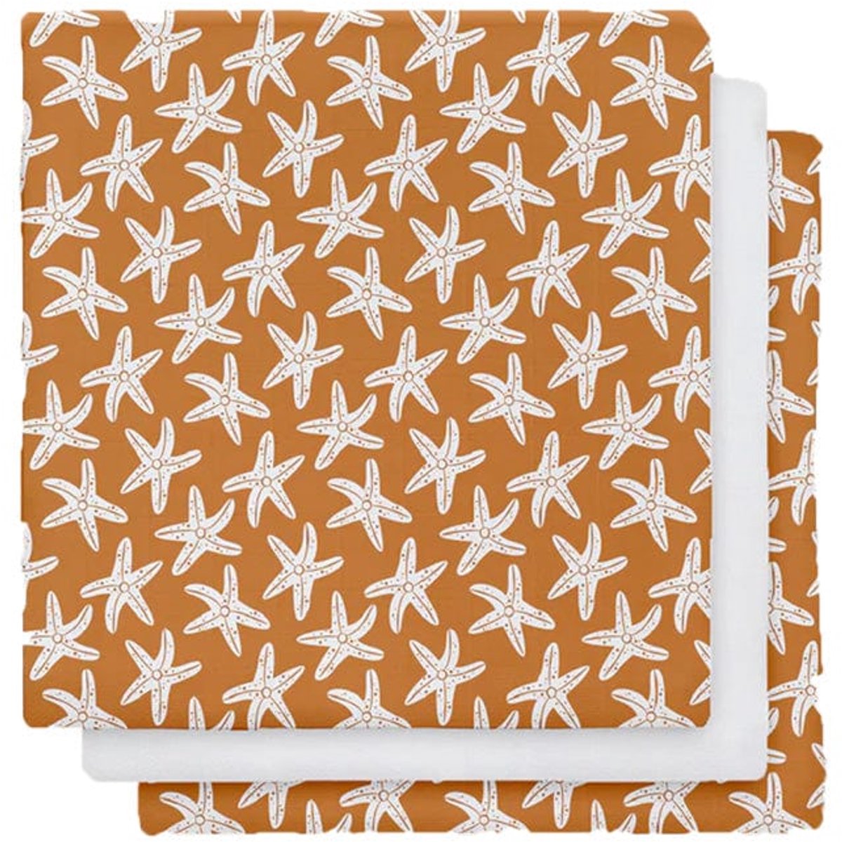 Badeutensilien – Waschlappen – Orange – Seestern-Print