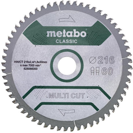 Metabo Zubehör Metabo Multi Cut Classic – Kreissägeblatt – 216 mm – 60 Zähne – fz tz Geometrie