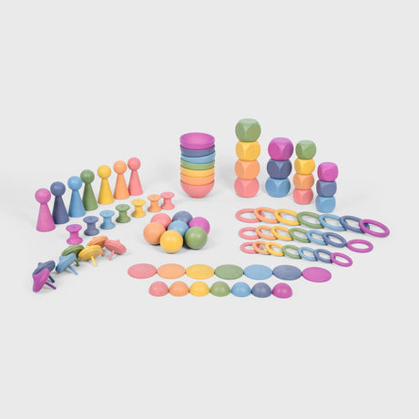 Tickit® Regenbogen-Superset aus Holz | Mega Sortier- und Spielset aus Holz groß | 84 Stück