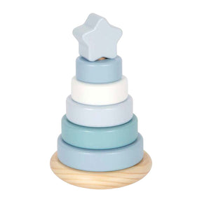 Kleiner Fuß - Stapelturm aus Holz blau - 7-tlg.
