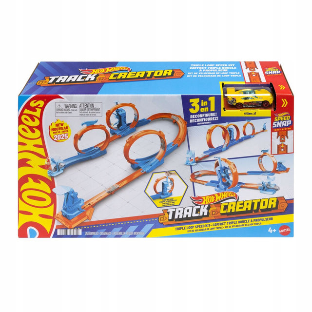 Hot wheels track creator set met drievoudige looping - met speelgoedauto - baanbouwset