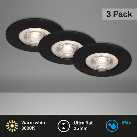 Briloner - set van 3 led inbouwspots - badkamerverlichting - ø9 cm - ip44 - 5 w - 460 lm - 3.000 k